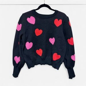 Nanette Lepore Black Sweater with Pink and Red Heart